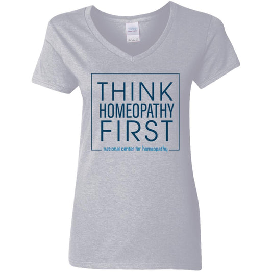 Think Homeopathy First - Gray Women's V-Neck T-Shirt